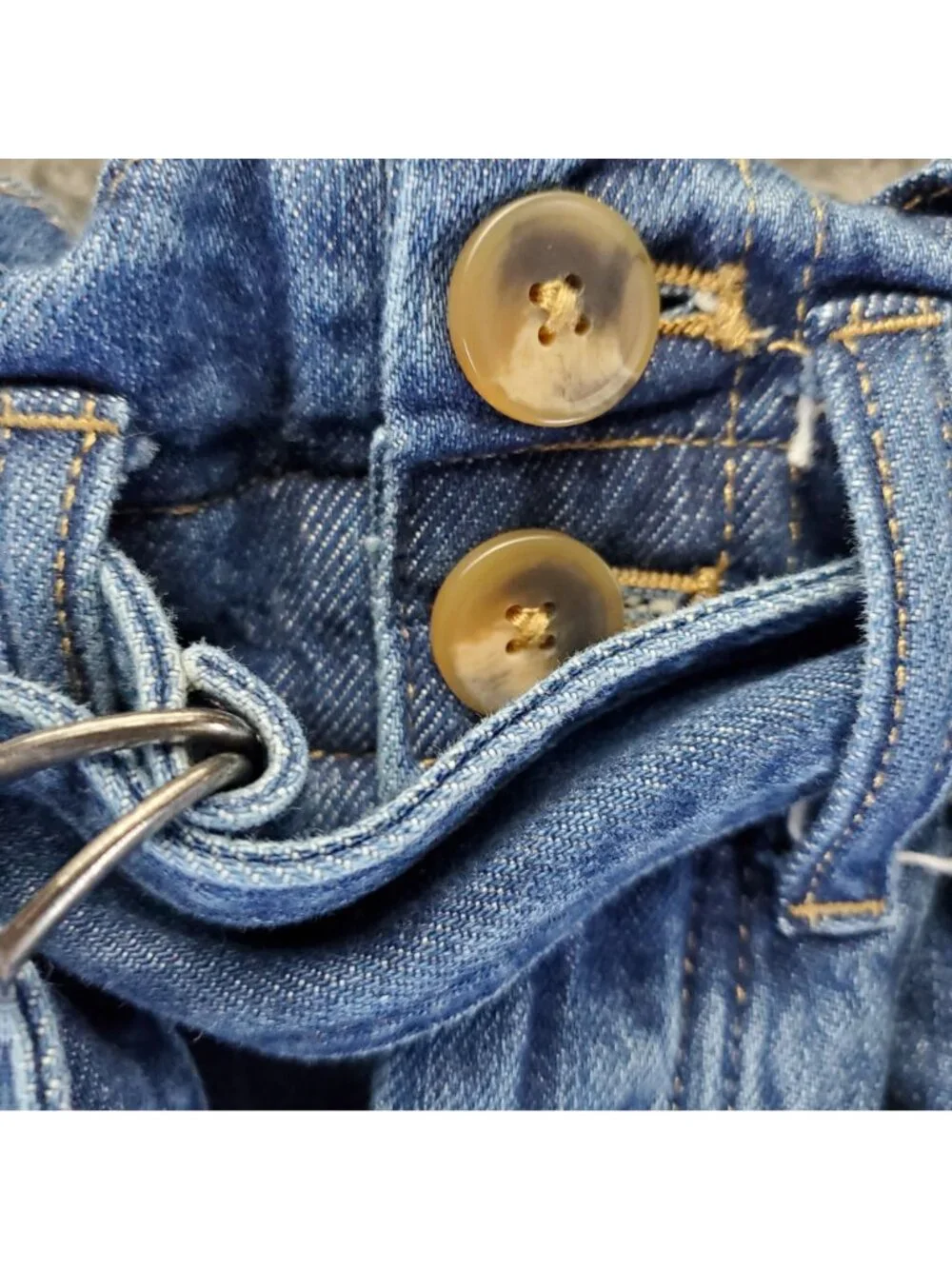 Free People Shorts Womens XS Blue We The Free Denim Frayed Hem Belted Jorts